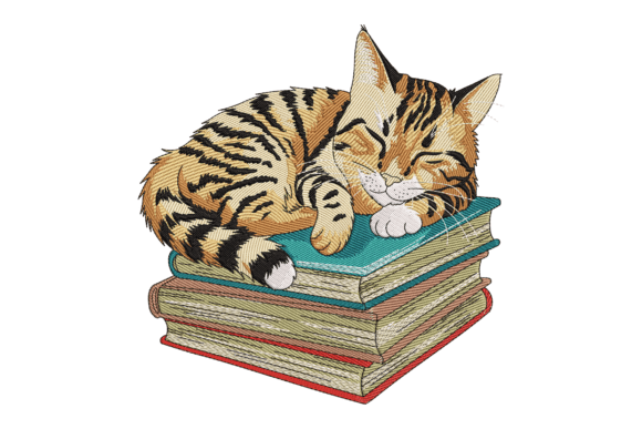 Cat Sleeping on Books: A Cozy Holiday Embroidery Review