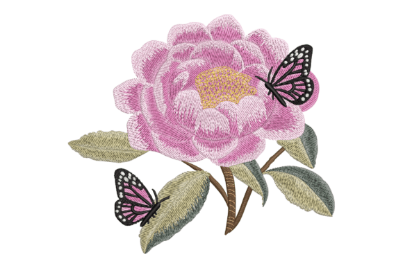 Review: Peony Flower and Butterflies Embroidery Design