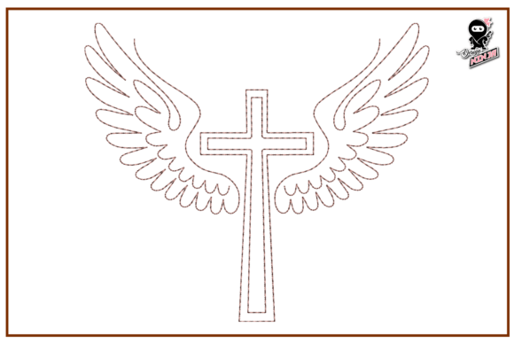 Reviewing Christian Cross with Wings Redwork
